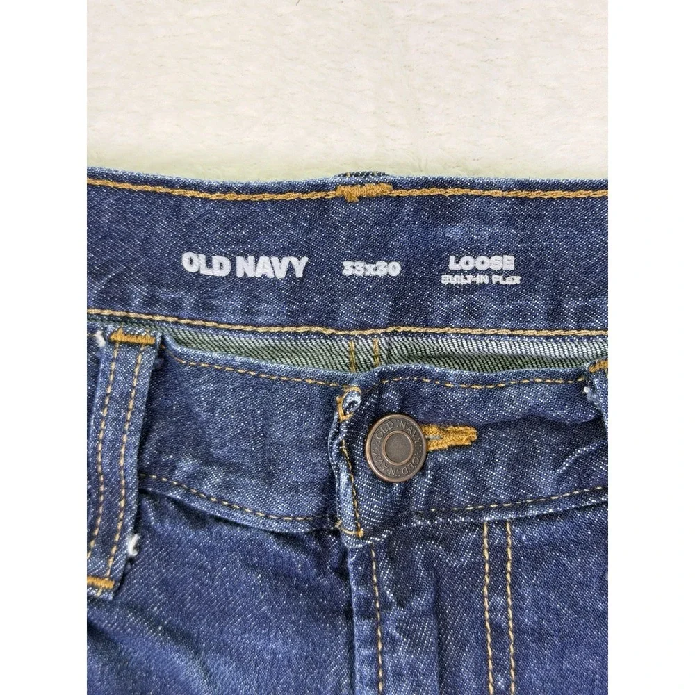 Old Navy‎ Jeans Mens 33x30 Blue Denim Dark Wash Loose Relaxed Straight Stretch